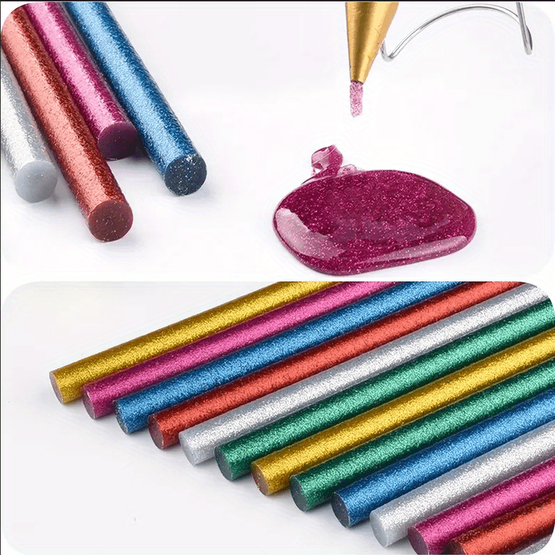 Long Glitter Hot Glue Sticks Color Glue Sticks Mini Hot Glue - Temu